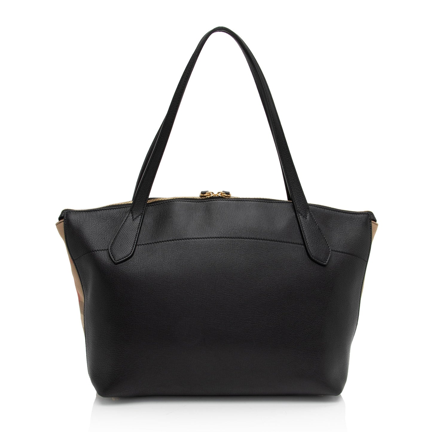 Burberry Leather House Check Derby Welburn Small Tote (SHF-qJKDyZ)