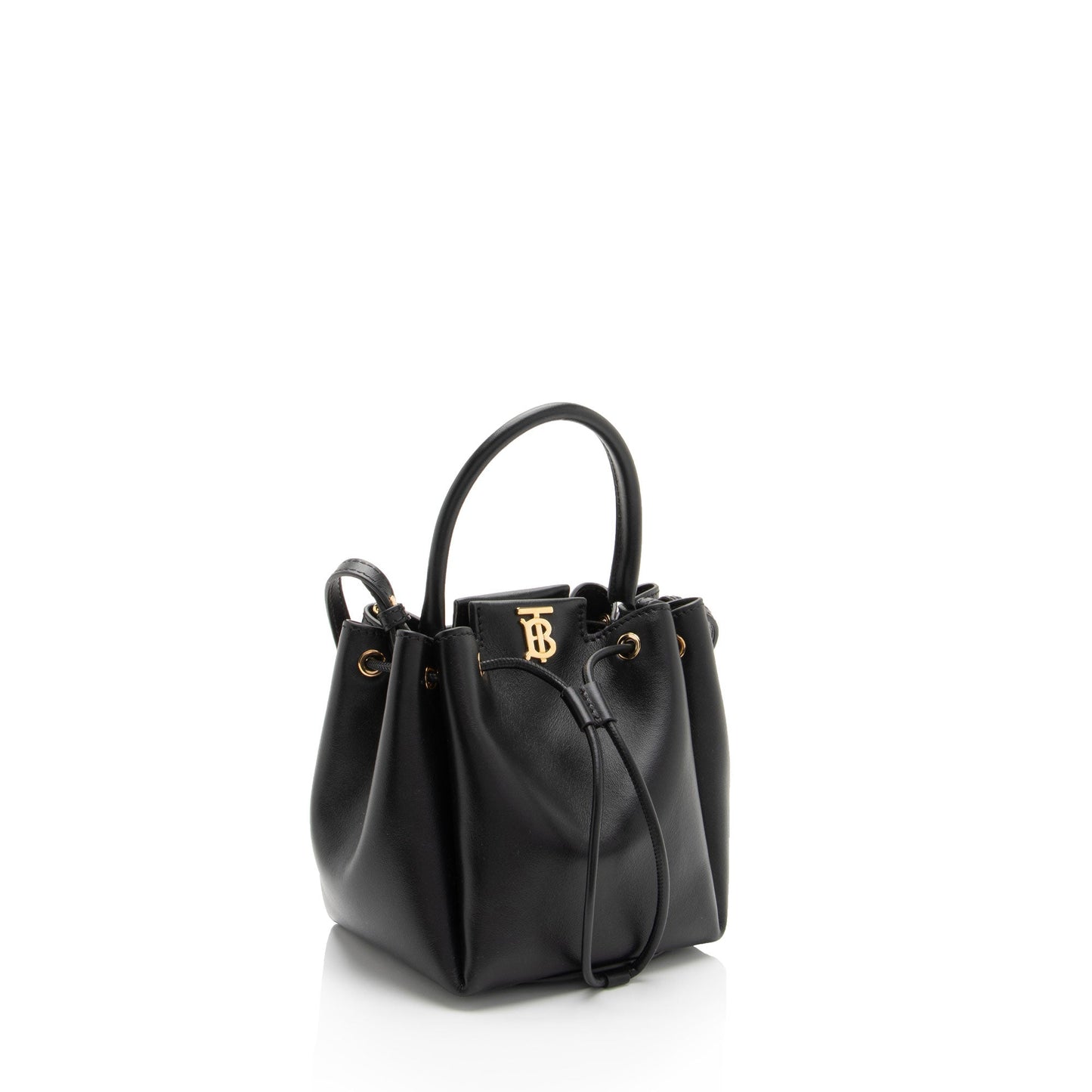 Burberry Leather Peony Drawstring Bucket Bag (SHF-2xjaxp)