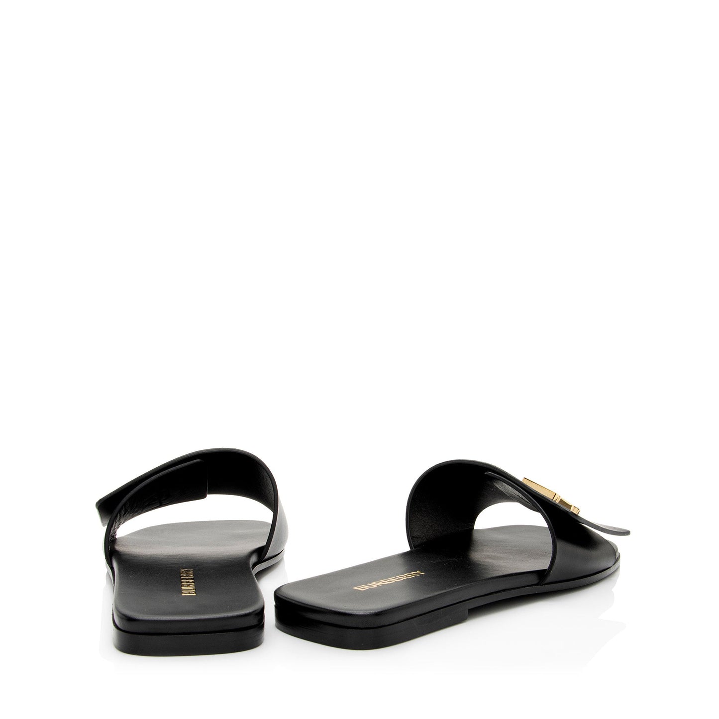 Burberry Leather TB Plaque Sandals - Size 6 / 36 (SHF-QZ919i)
