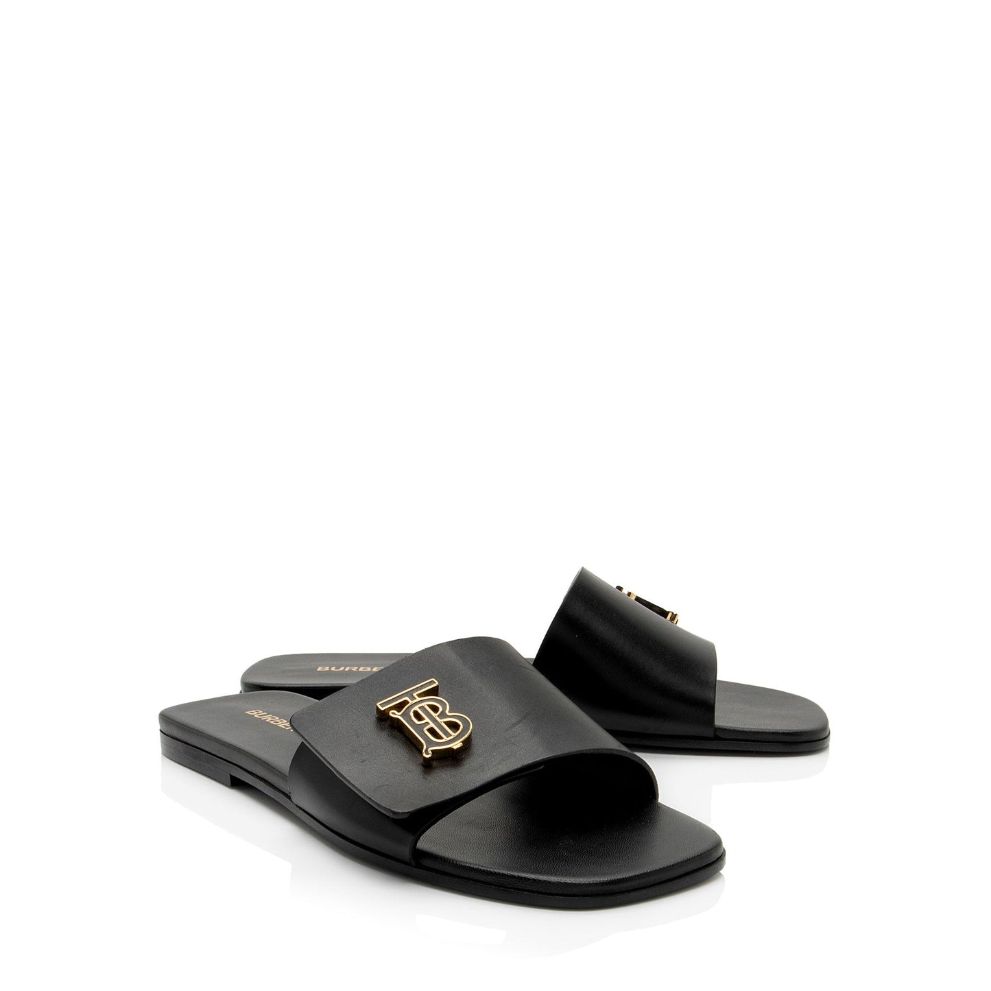 Burberry Leather TB Plaque Sandals - Size 6 / 36 (SHF-QZ919i)