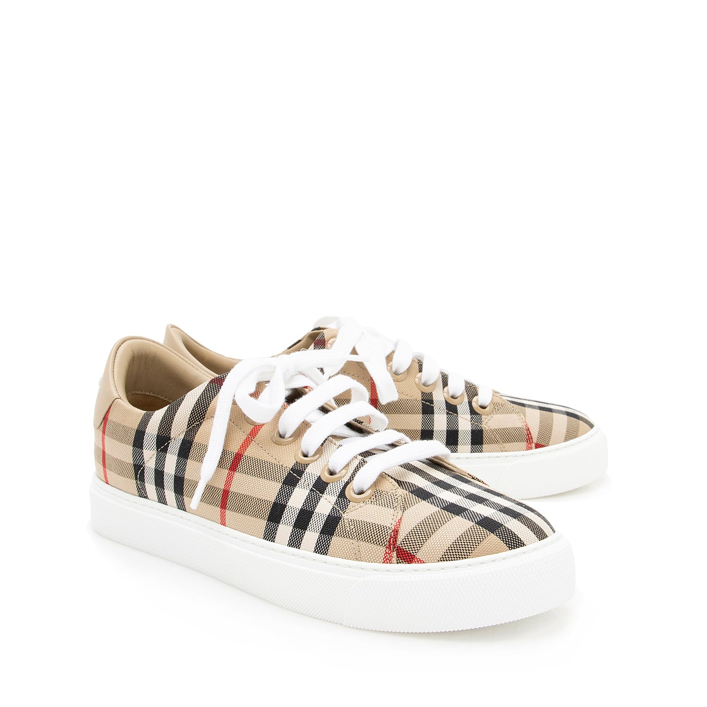 Burberry Leather Vintage Check Sneakers - Size 6.5 / 36.5 (SHF-22325)