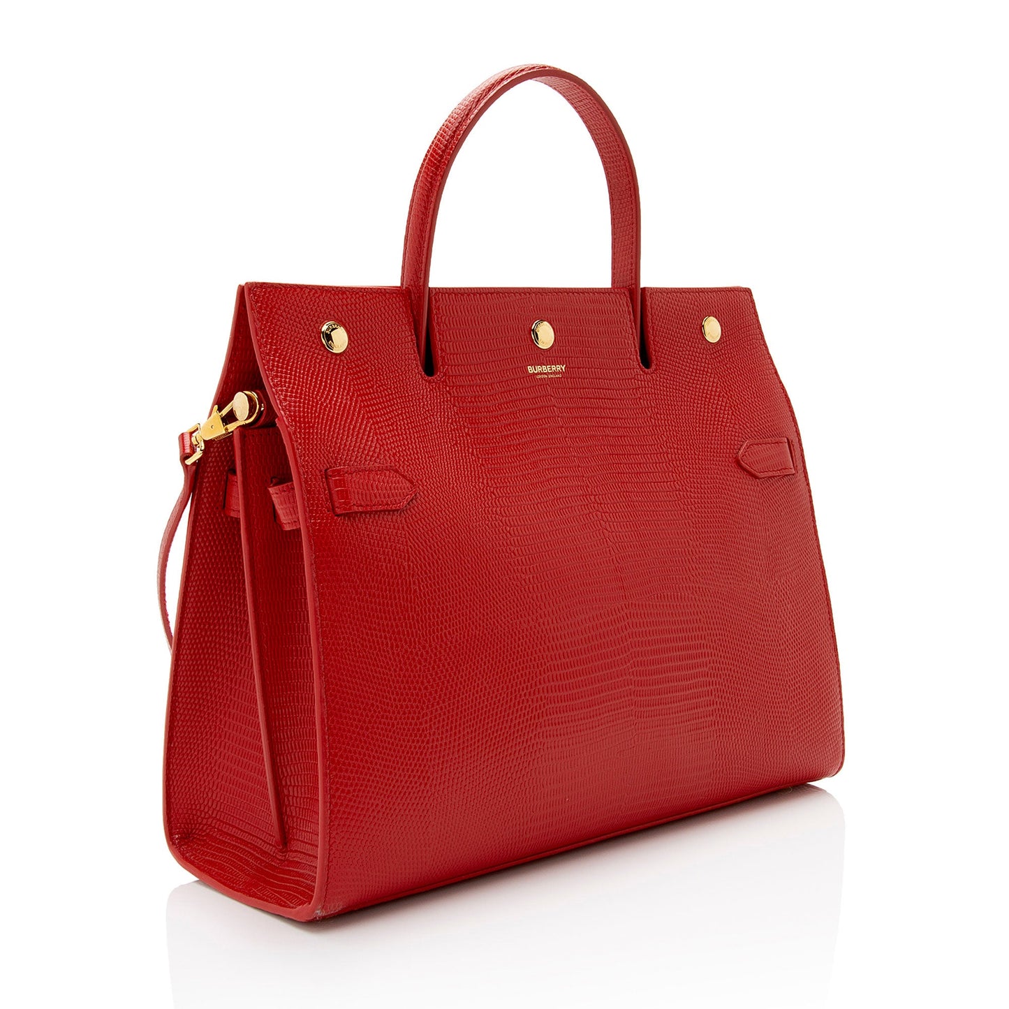 Burberry Lizard Embossed Leather Title Medium Tote (SHF-OreTYK)