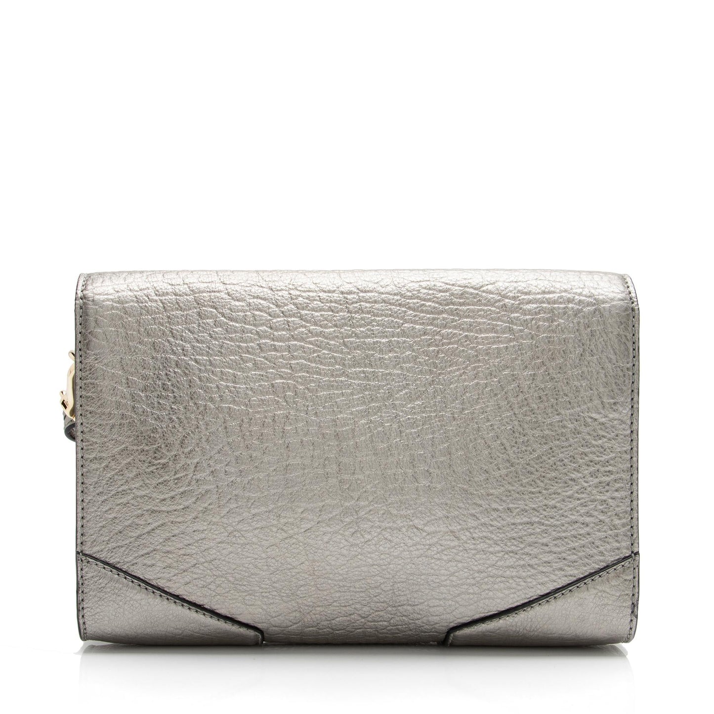 Burberry Metallic Grained Leather Abbott Small Crossbody Bag (SHF-23382)