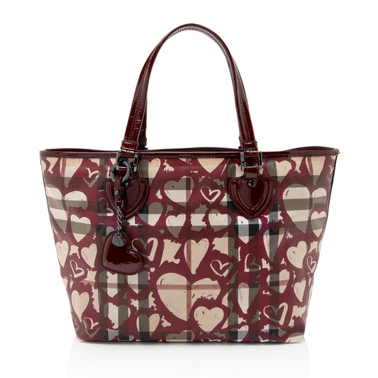 Burberry Nova Check Painted Hearts Tote (SHF-8ExxqA)