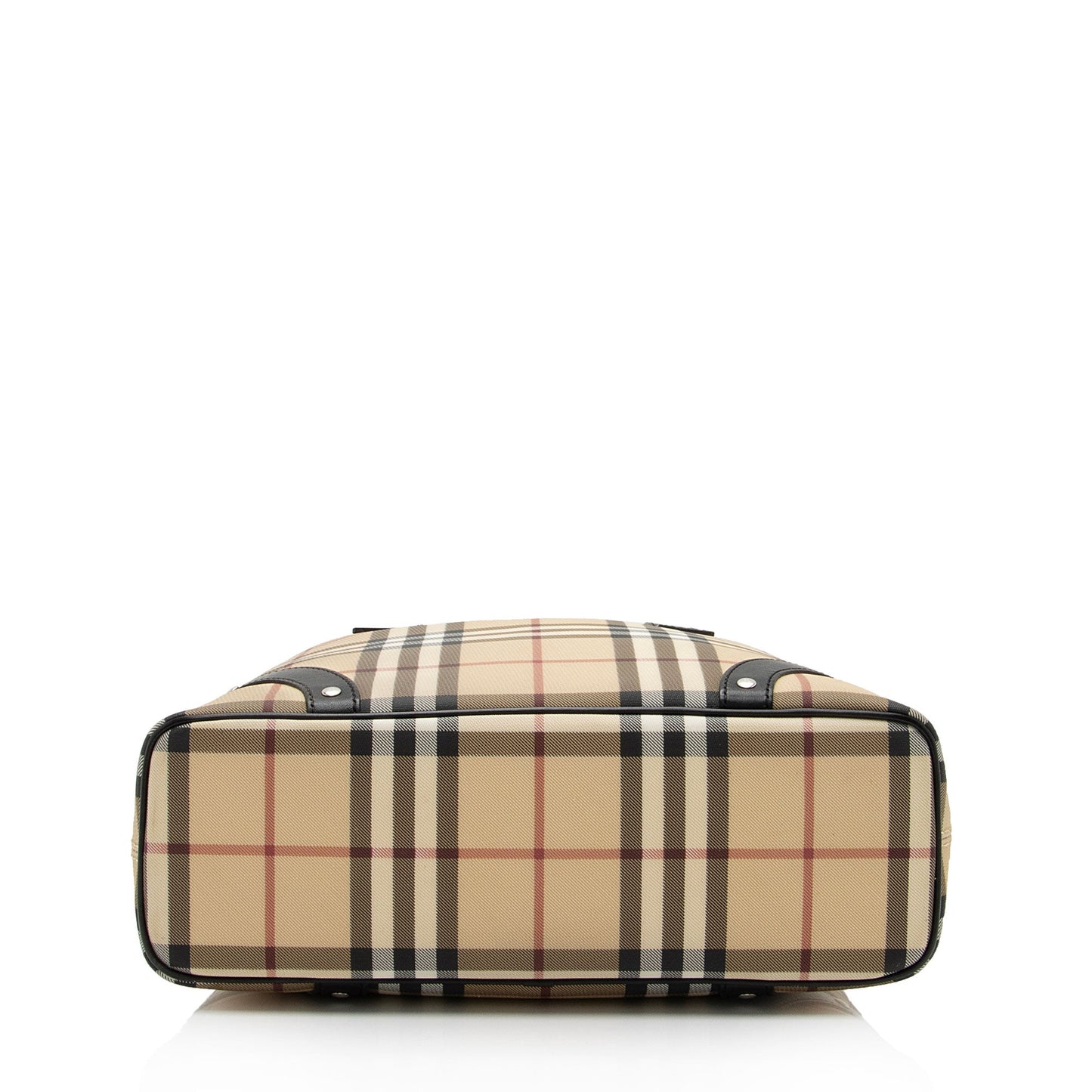 Burberry Nova Check Leather Studded Medium Tote (SHF-QGyTPK)