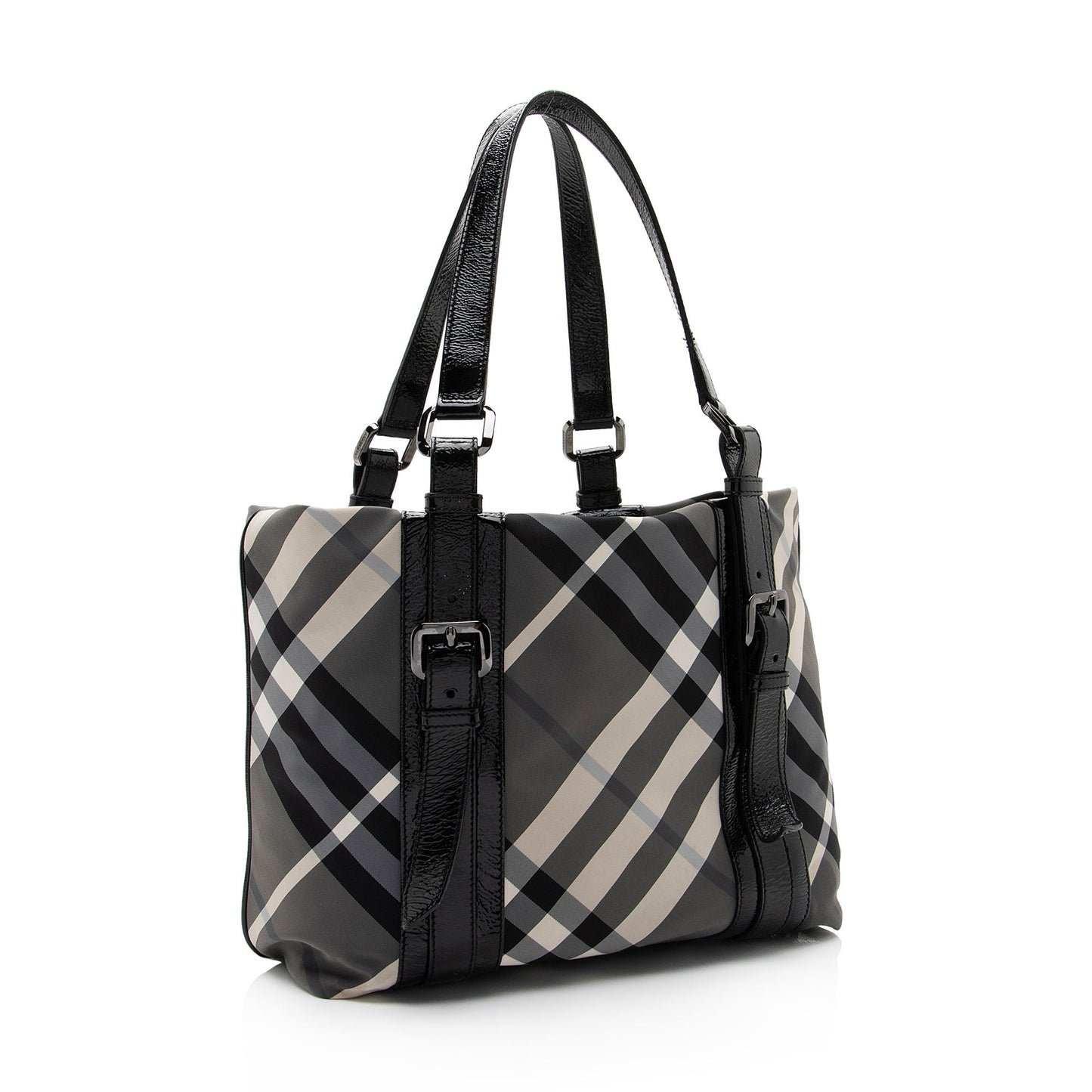 Burberry Nylon Beat Check Lowry Medium Tote (SHF-I5tUwx)