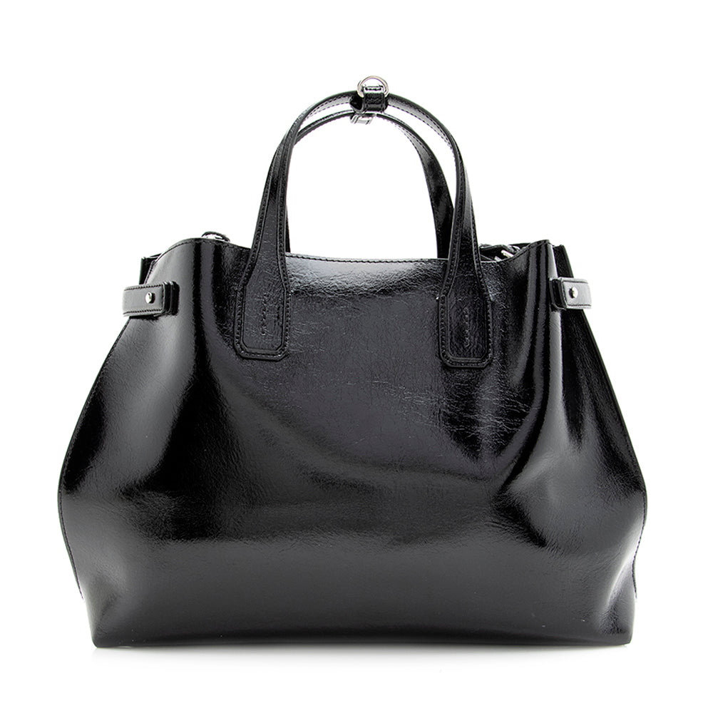 Burberry Patent Soft Calfskin Banner Small Tote (SHF-19715)