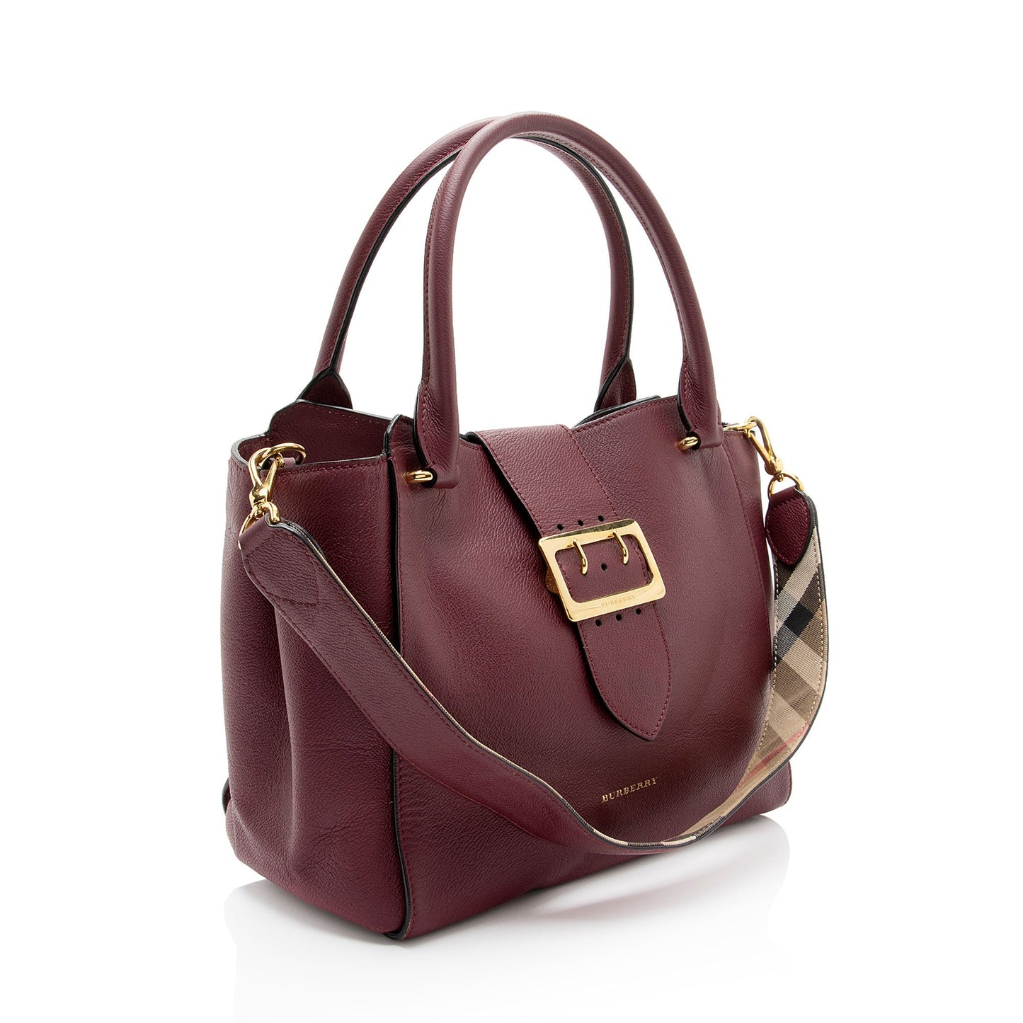 Burberry Soft Grain Calfskin Buckle Medium Tote (SHF-tecwZ2)
