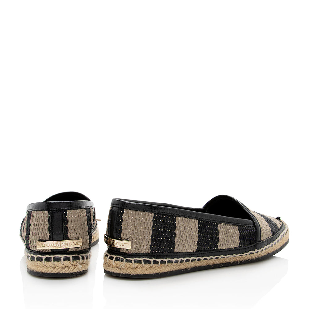 Burberry Striped Raffia Espadrilles - Size 7 / 37 (SHF-18733)