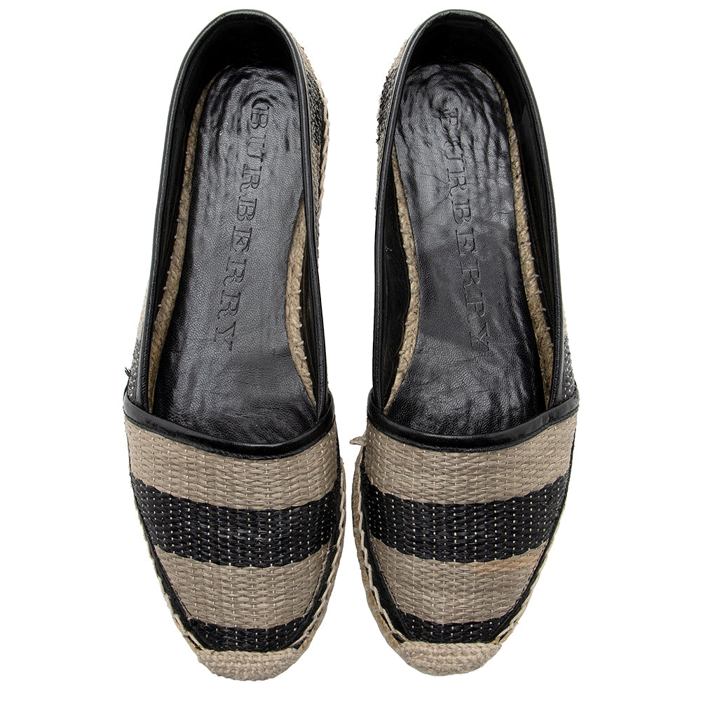 Burberry Striped Raffia Espadrilles - Size 7 / 37 (SHF-18733)