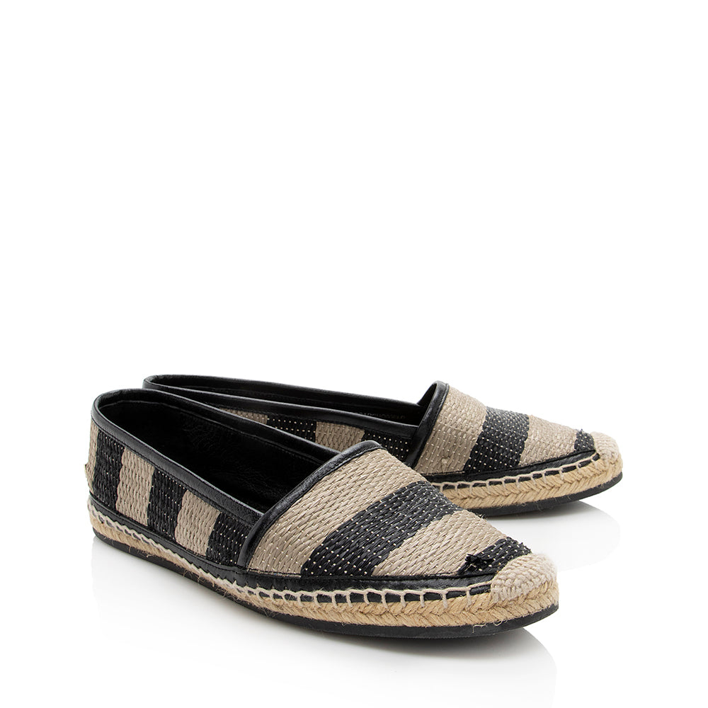 Burberry Striped Raffia Espadrilles - Size 7 / 37 (SHF-18733)