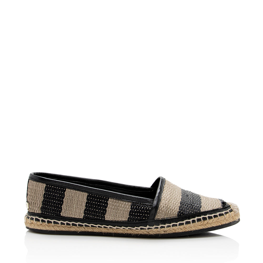 Burberry Striped Raffia Espadrilles - Size 7 / 37 (SHF-18733)