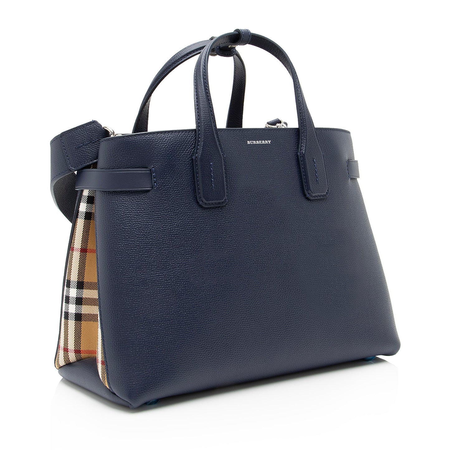 Burberry Vintage Check Leather Banner Medium Tote (SHF-23489)