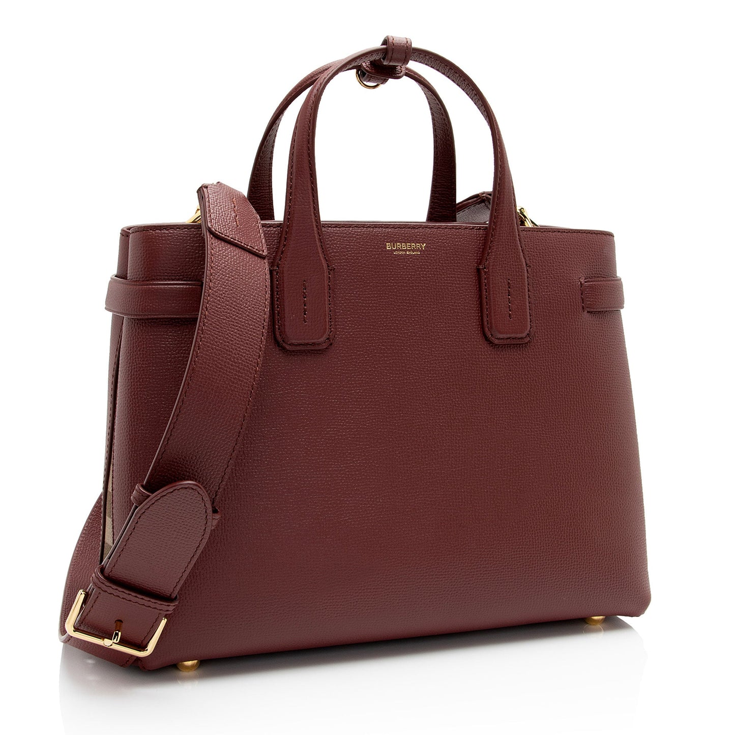 Burberry Vintage Check Leather Banner Medium Tote (SHF-nY7QqR)