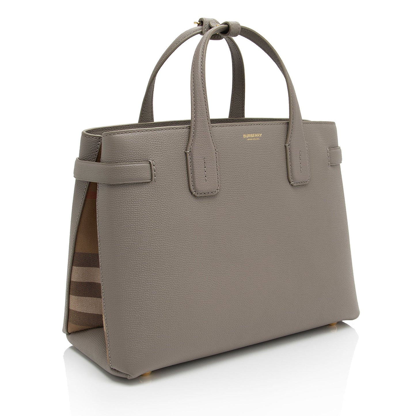 Burberry Vintage Check Leather Banner Medium Tote (SHF-JOQruW)
