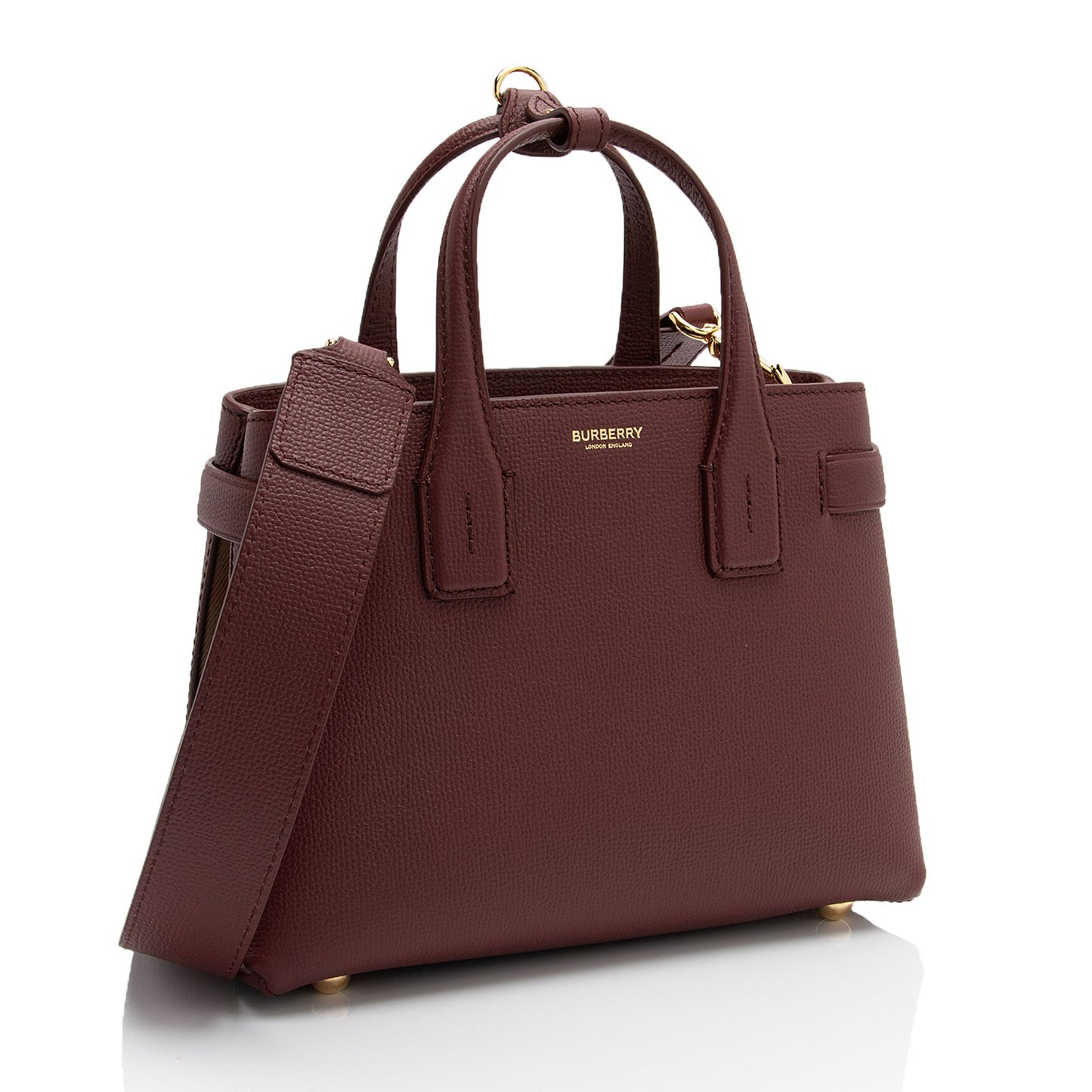 Burberry House Check Leather Banner Small Tote (SHF-uQjvzx)