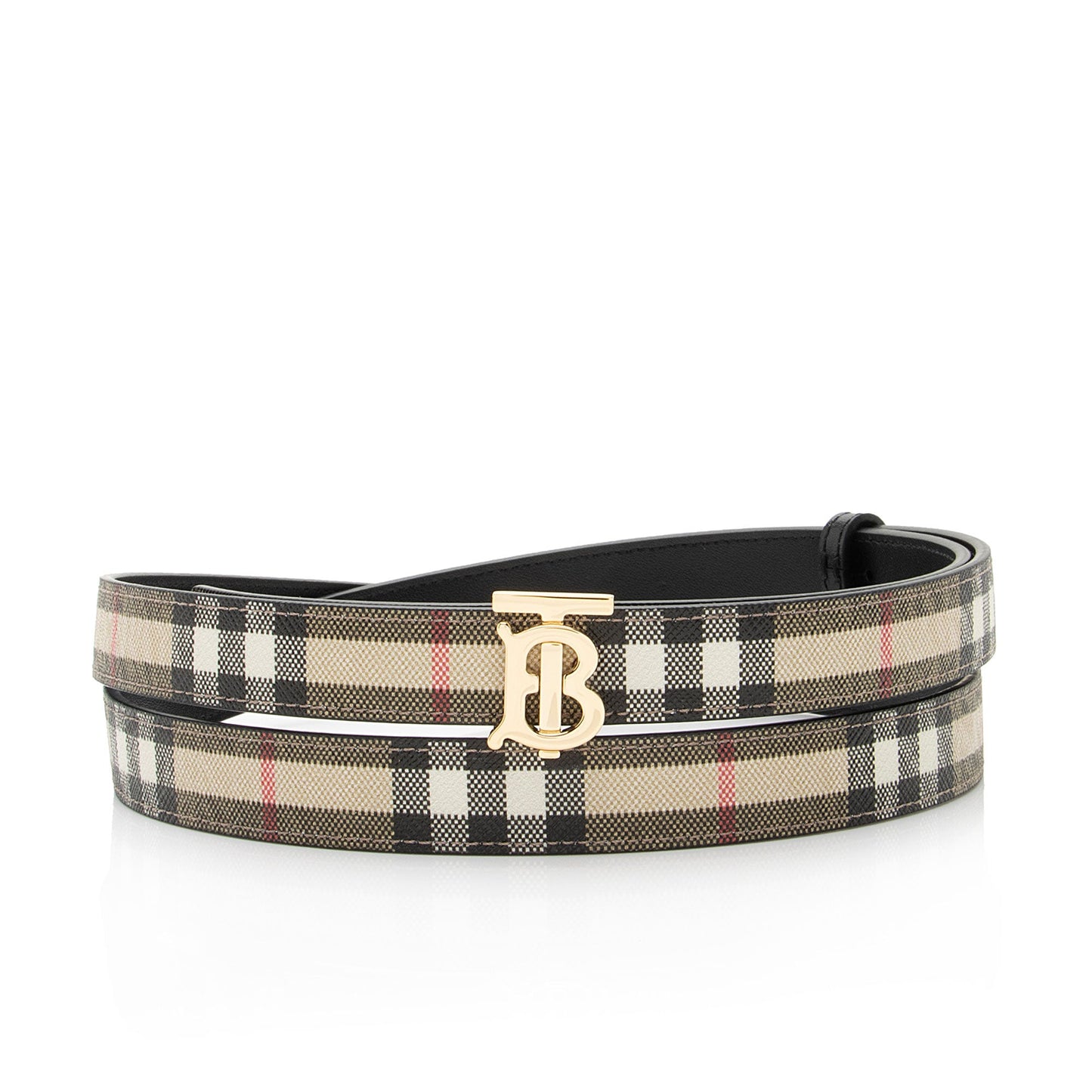 Burberry Vintage Check Leather Reversible TB Monogram Belt - Size 40 / 100 (SHF-wej2gM)