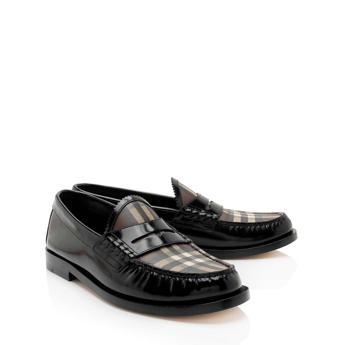 Burberry Vintage Check Leather Shane Loafers - Size 8 / 38 (SHF-mrp4rV)