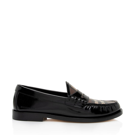 Burberry Vintage Check Leather Shane Loafers - Size 8 / 38 (SHF-mrp4rV)