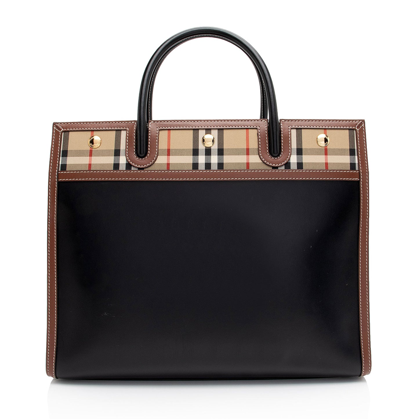 Burberry Vintage Check Smooth Calfskin Title Large Tote (SHF-NtxU8m)
