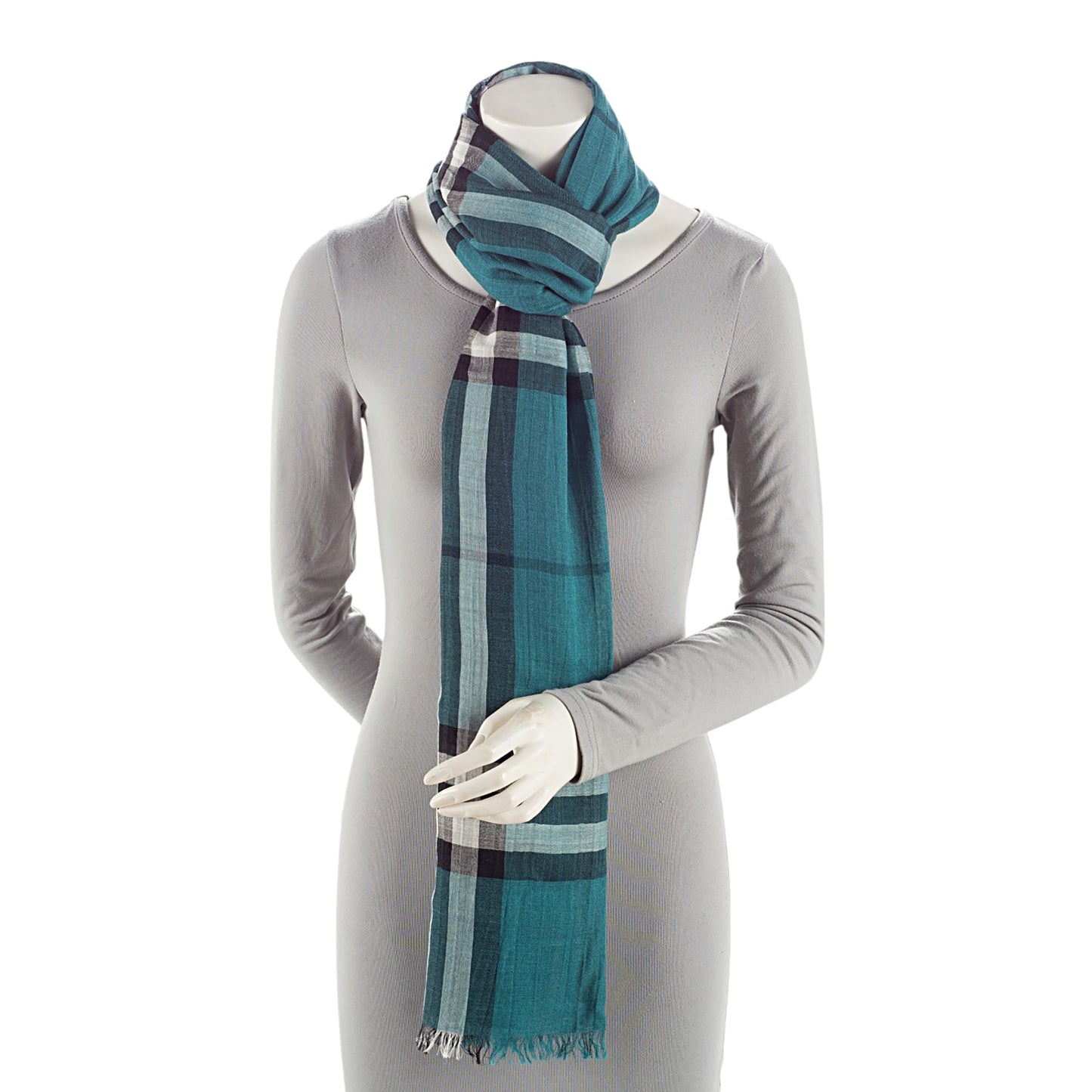 Burberry Wool Silk Lightweight Giant Check Scarf (SHF-XCHQkn)