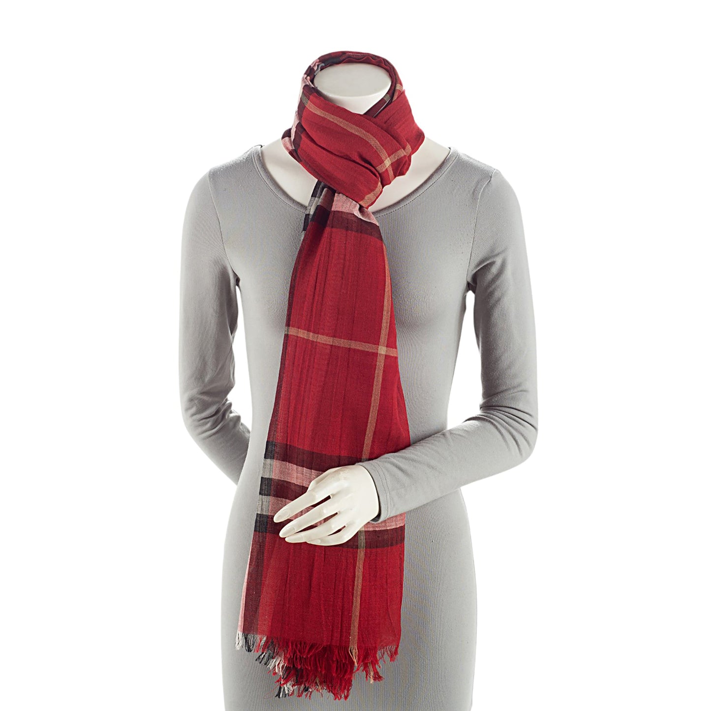 Burberry Wool Silk Lightweight Giant Check Scarf (SHF-HOLpAn)
