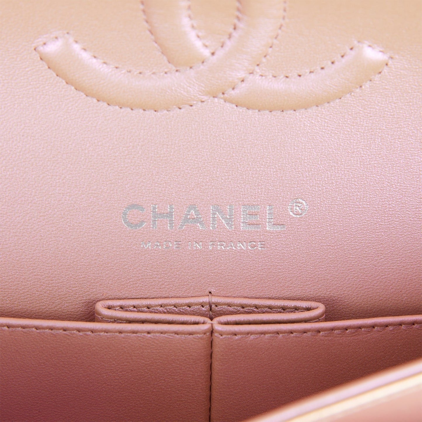 Chanel Medium Classic Double Flap Bag Pink Iridescent Lambskin Silver Hardware