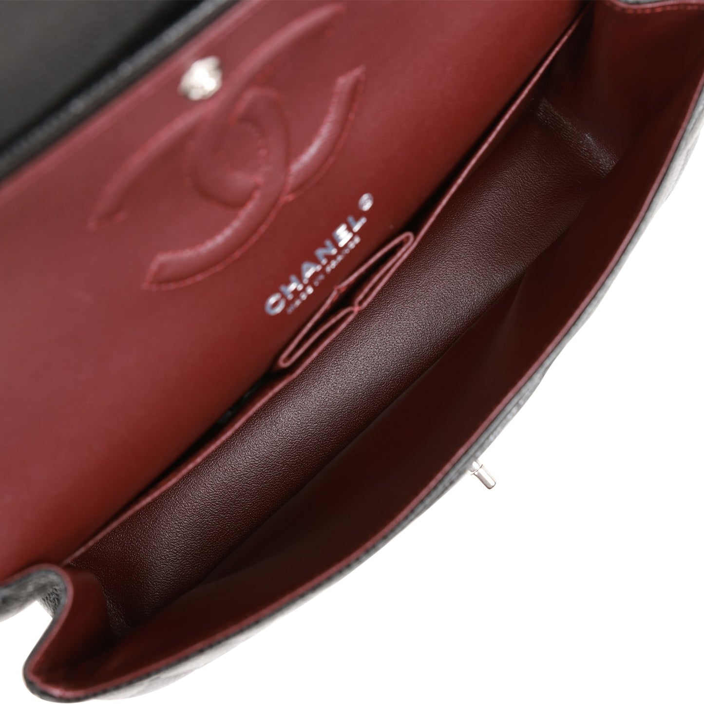 Chanel Medium Classic Double Flap Bag Black Quilted Caviar Silver Hardware