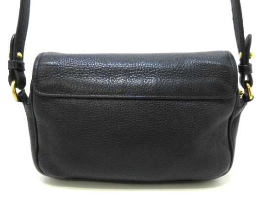 PRADA - Logo Black Leather Shoulder Bag