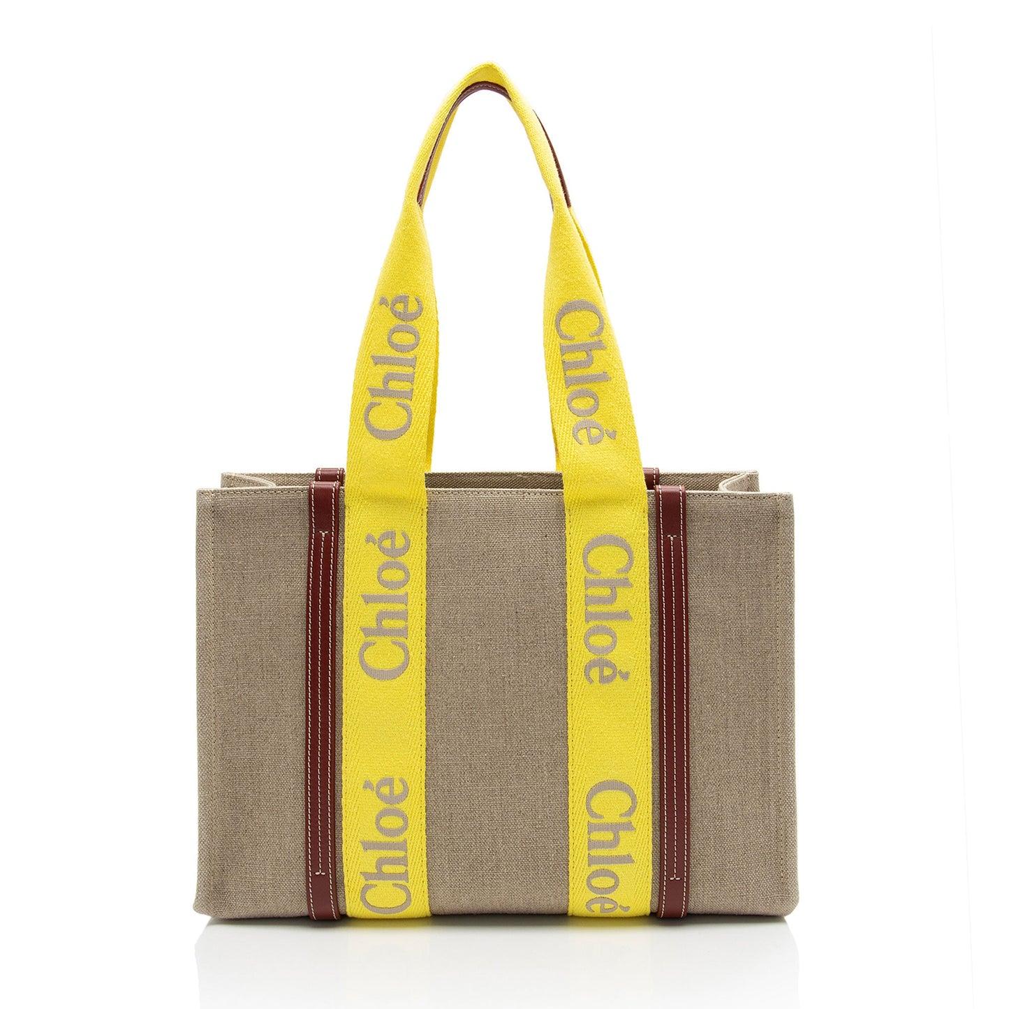 Chloe Linen Canvas Woody Medium Tote (SHF-7T4STp)