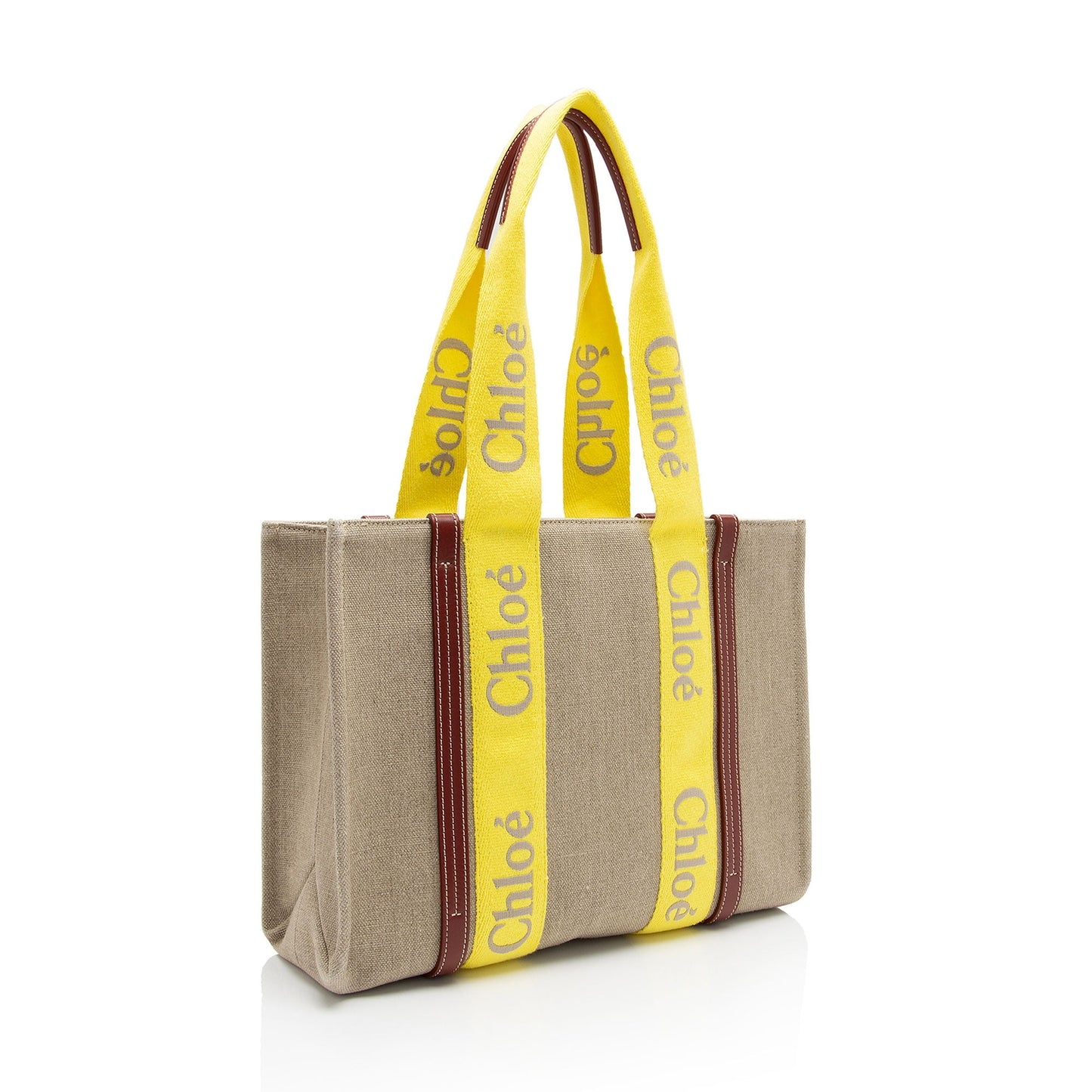 Chloe Linen Canvas Woody Medium Tote (SHF-7T4STp)