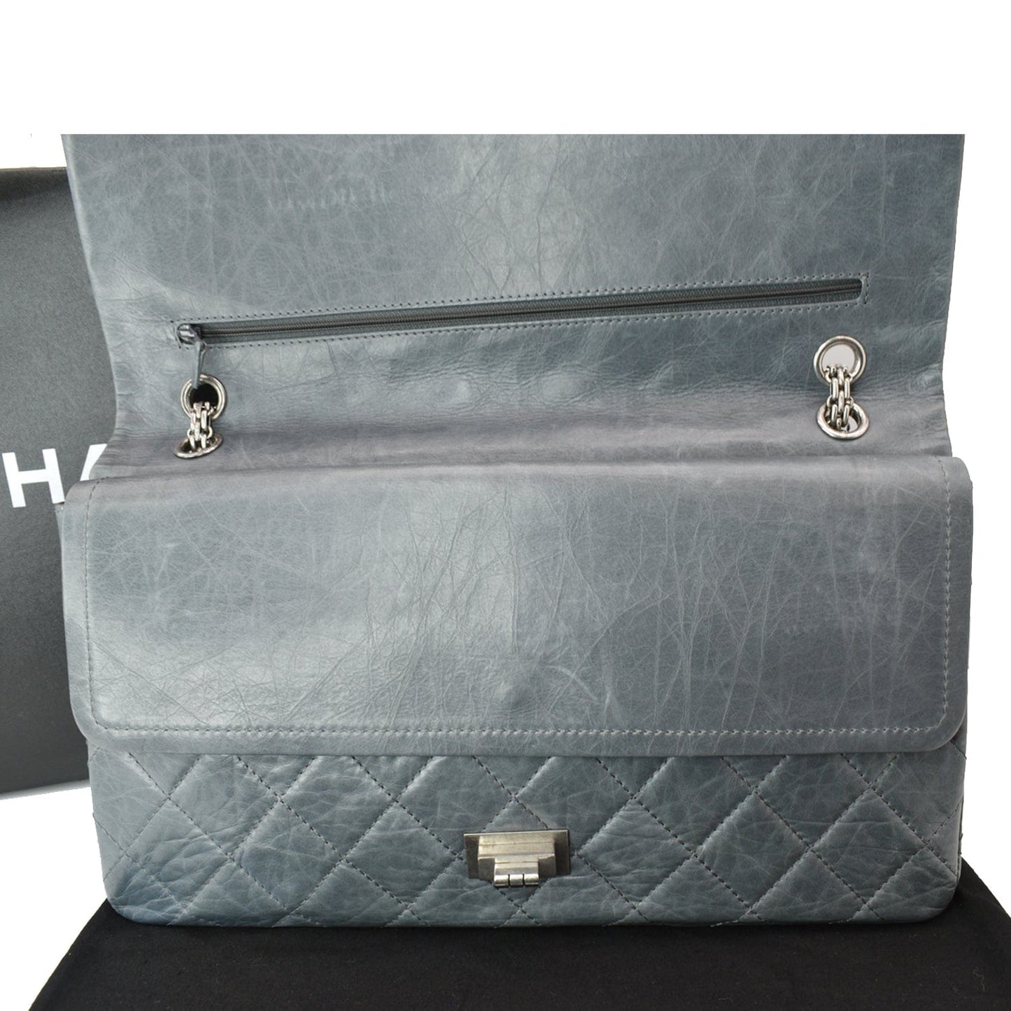 CHANEL 50th Anniversary 2.55 Reissue 228 Quilted Aged Calfskin Shoulder Bag Grey