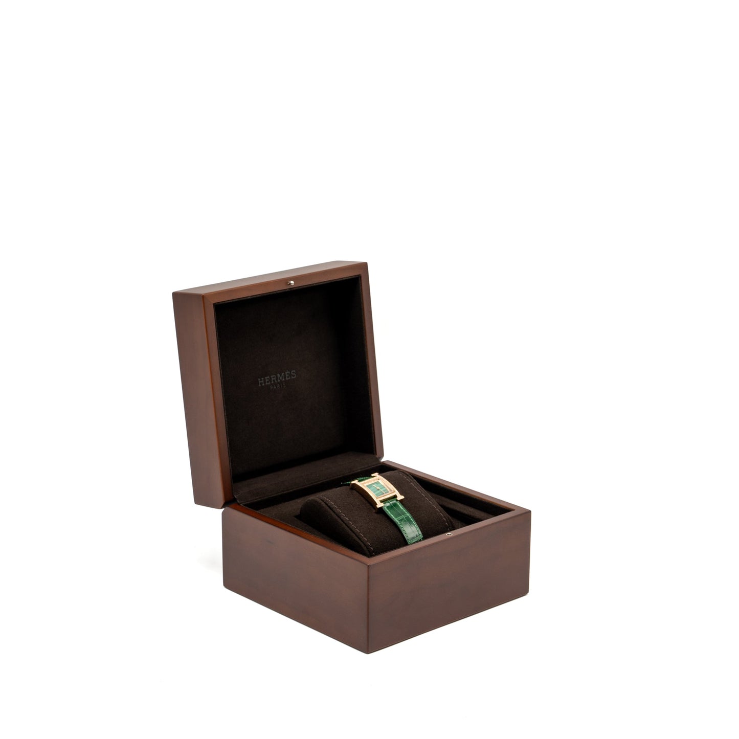 Hermes Heure Watch small model rose gold with diamonds green dial