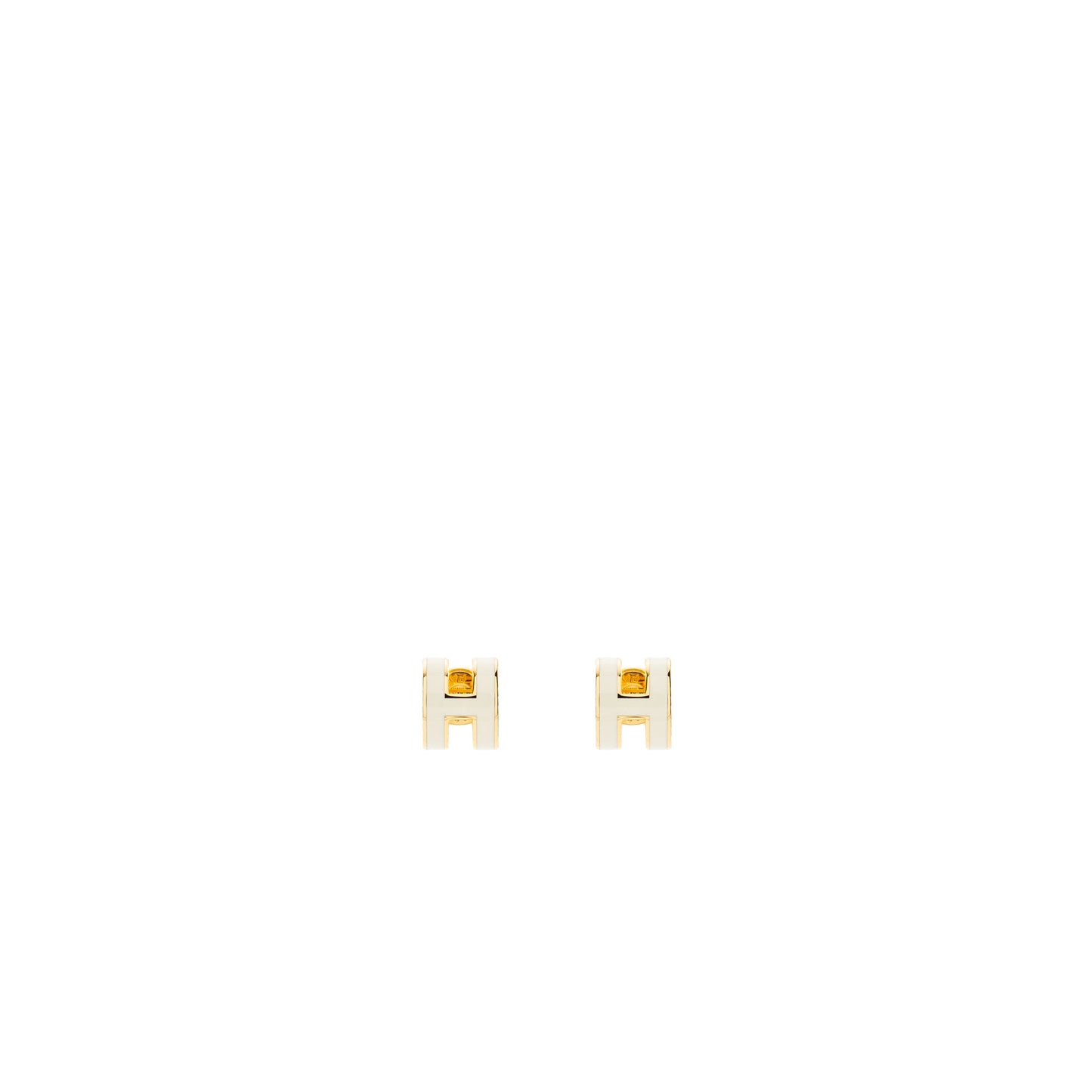 Hermes Mini Pop H Earrings Blanc GHW
