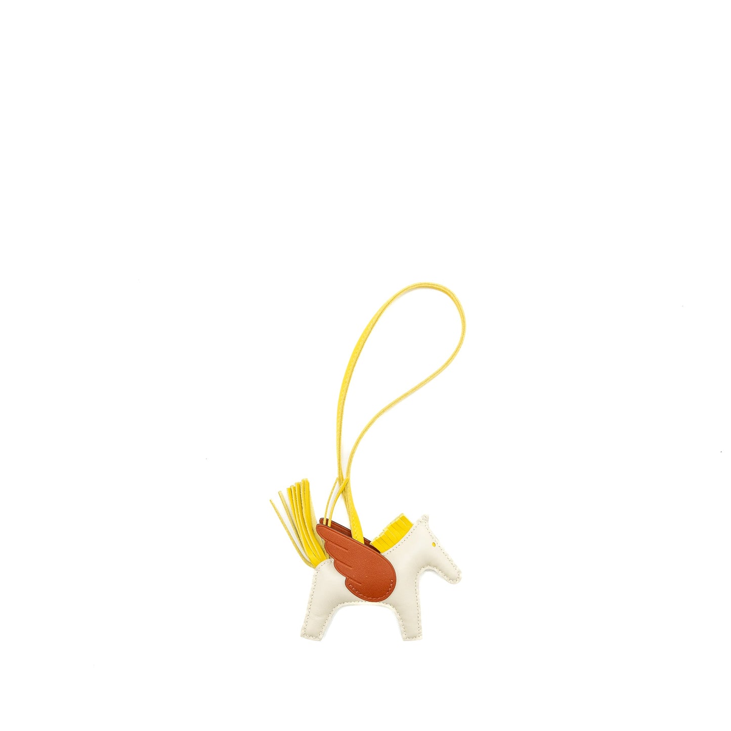 Hermes rodeo Pegase pm bag charm craie/jaune de Naples /cuivre stamp B