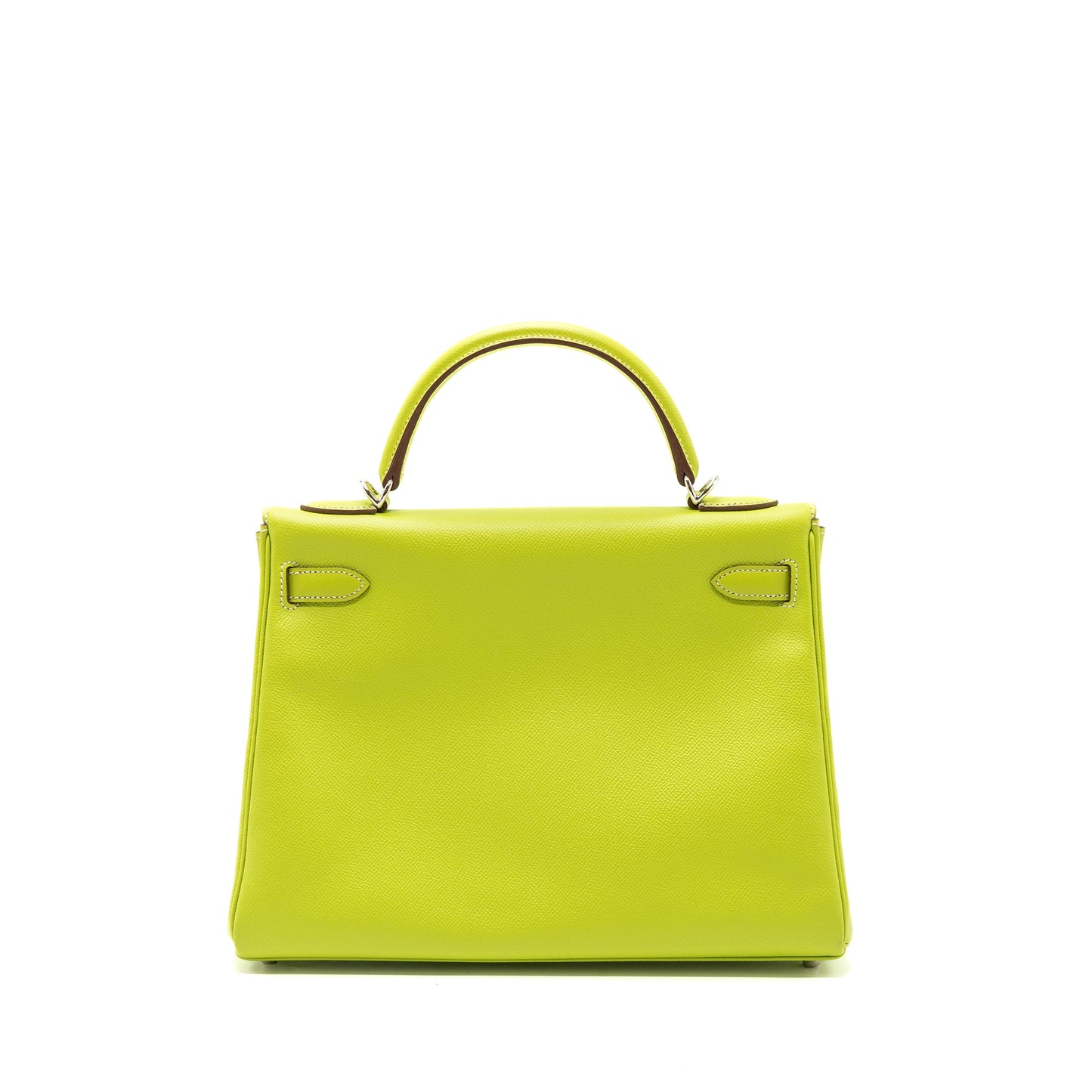 Hermes Kelly 32 Epsom Kiwi/Olive Green SHW Stamp Square O