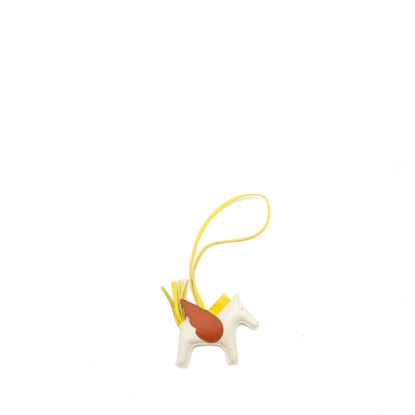 Hermes rodeo pegase pm bag charm craie / jaune de Naples / Cuive stamp B