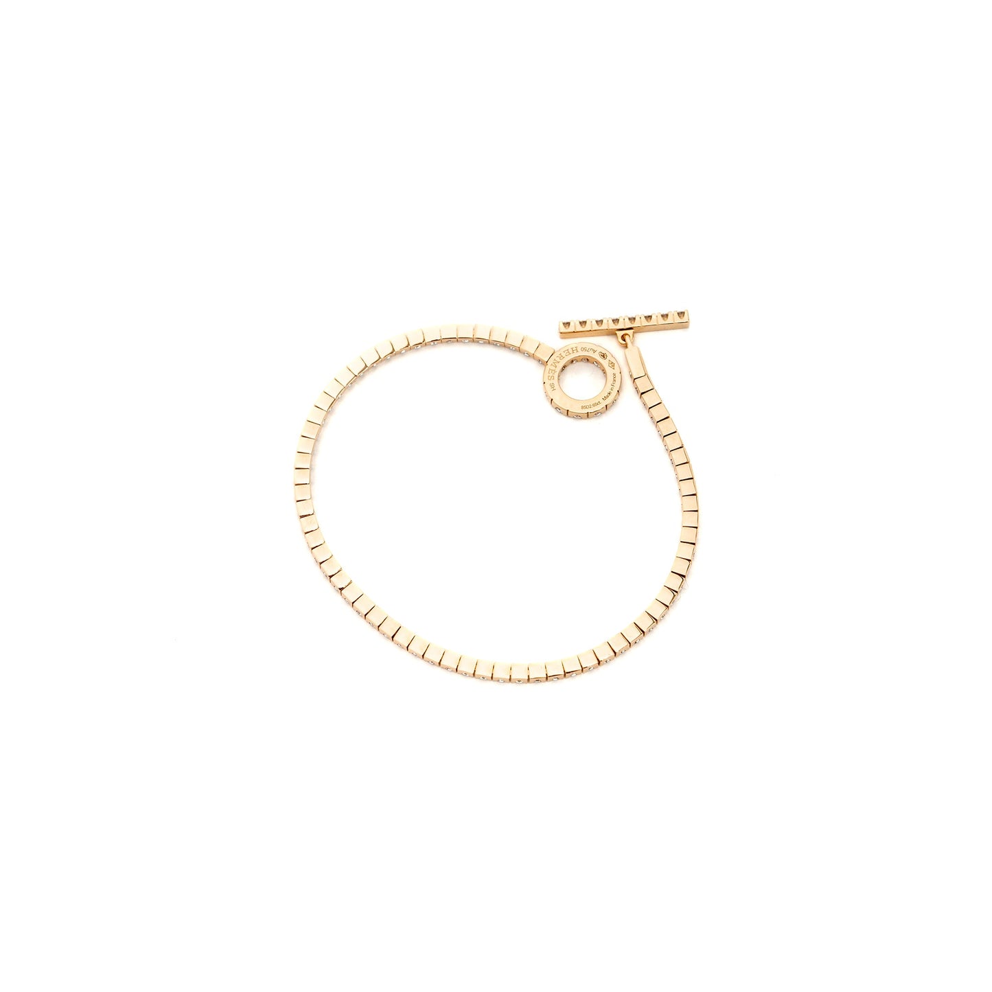 Hermes Size SH Finesse Bracelet Diamond Paved Rose Gold