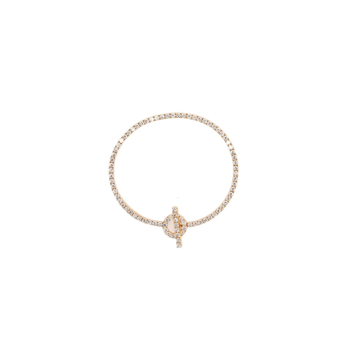 Hermes Size SH Finesse Bracelet Diamond Paved Rose Gold