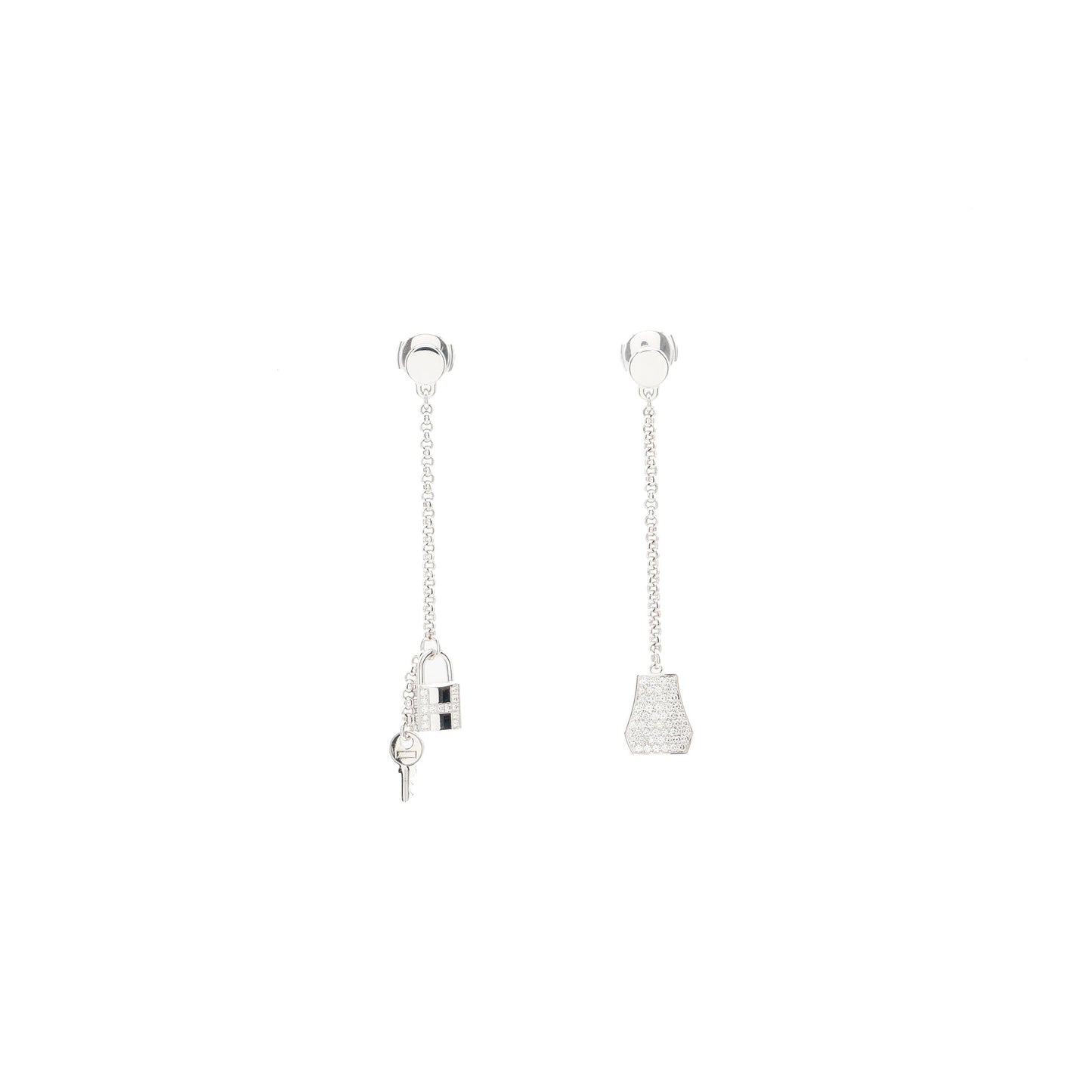 Hermes Kelly Clochette Earrings White Gold, Diamonds