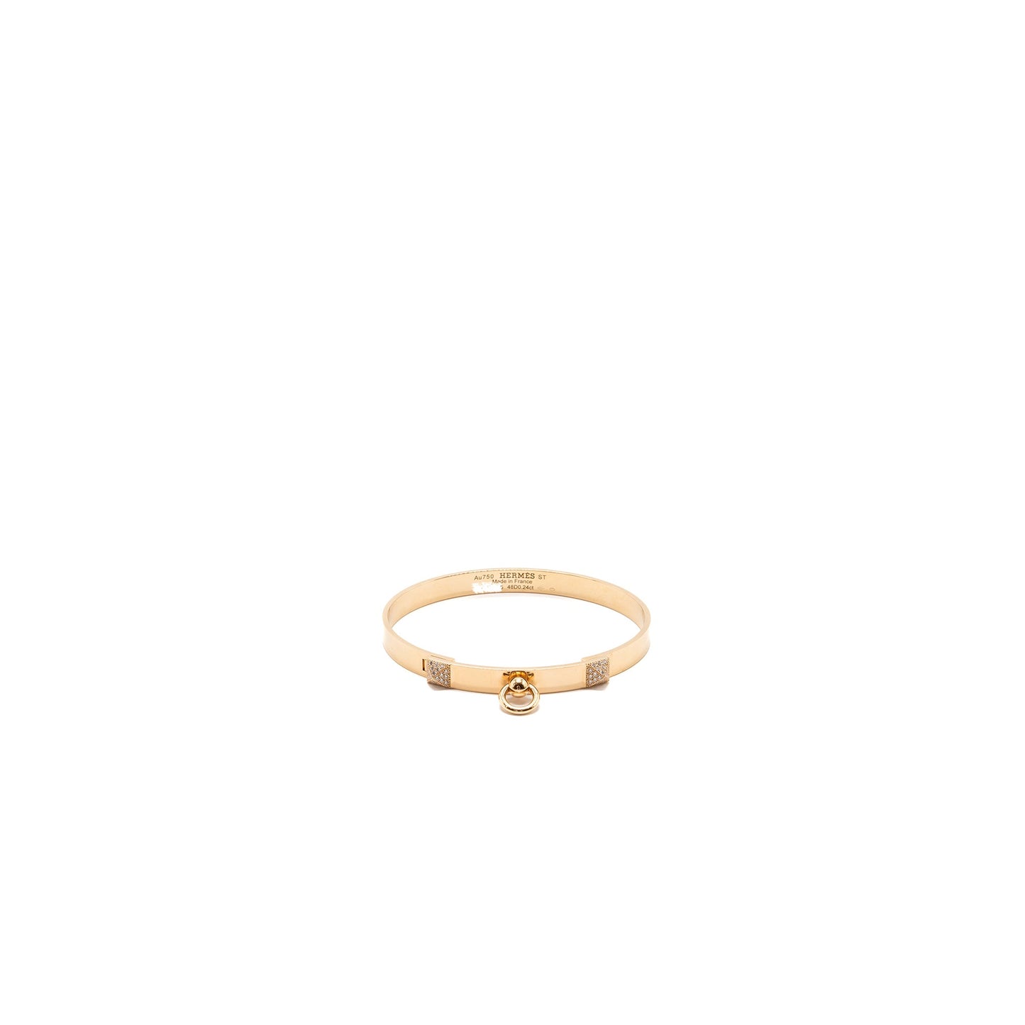 Hermes size ST collier De Chien bracelet small model rose gold diamonds