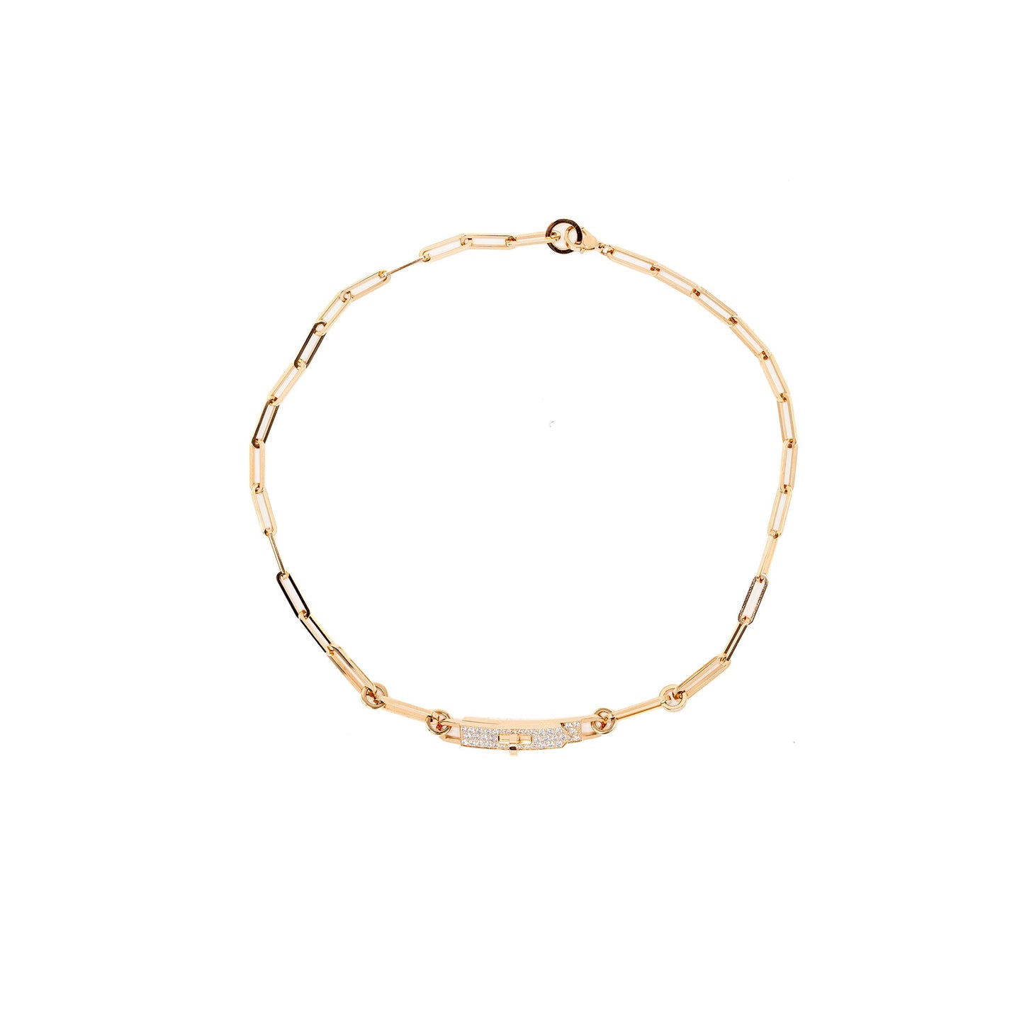 Hermes Kelly Chain Chocker/Double Bracelet Rose Gold, Diamonds
