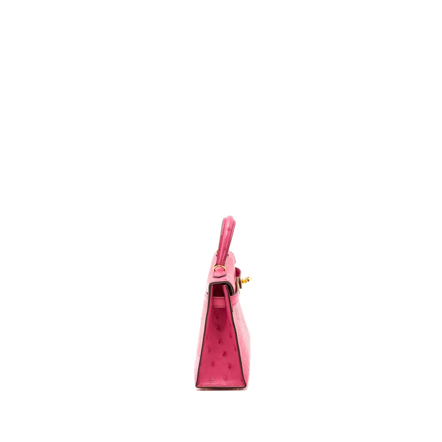 Hermes Mini Kelly II Special Order Ostrich E5 Rose Tyrien/Trench GHW Stamp Z