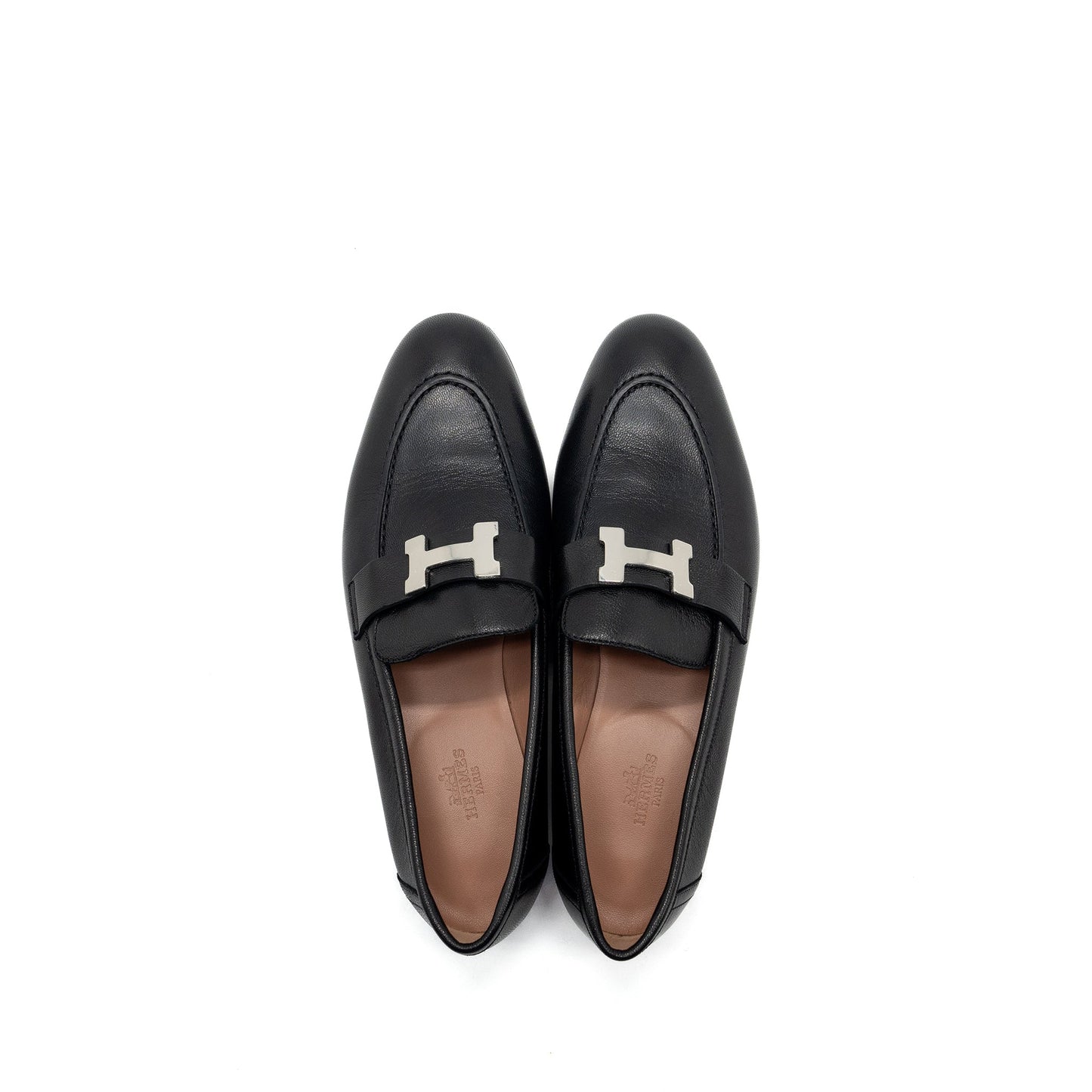 Hermes size 38 Paris loafer goatskin black SHW