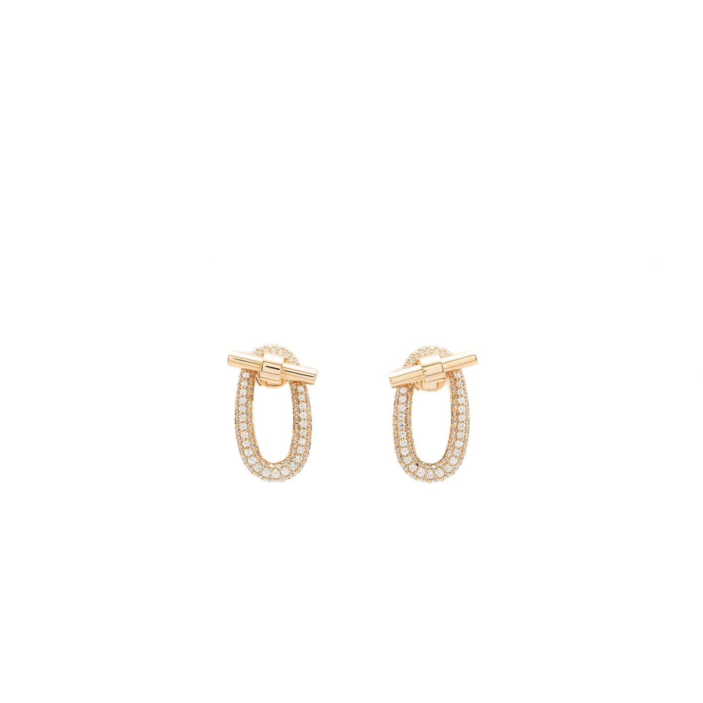 Hermes Adage Pendant Earrings Rose Gold Diamonds