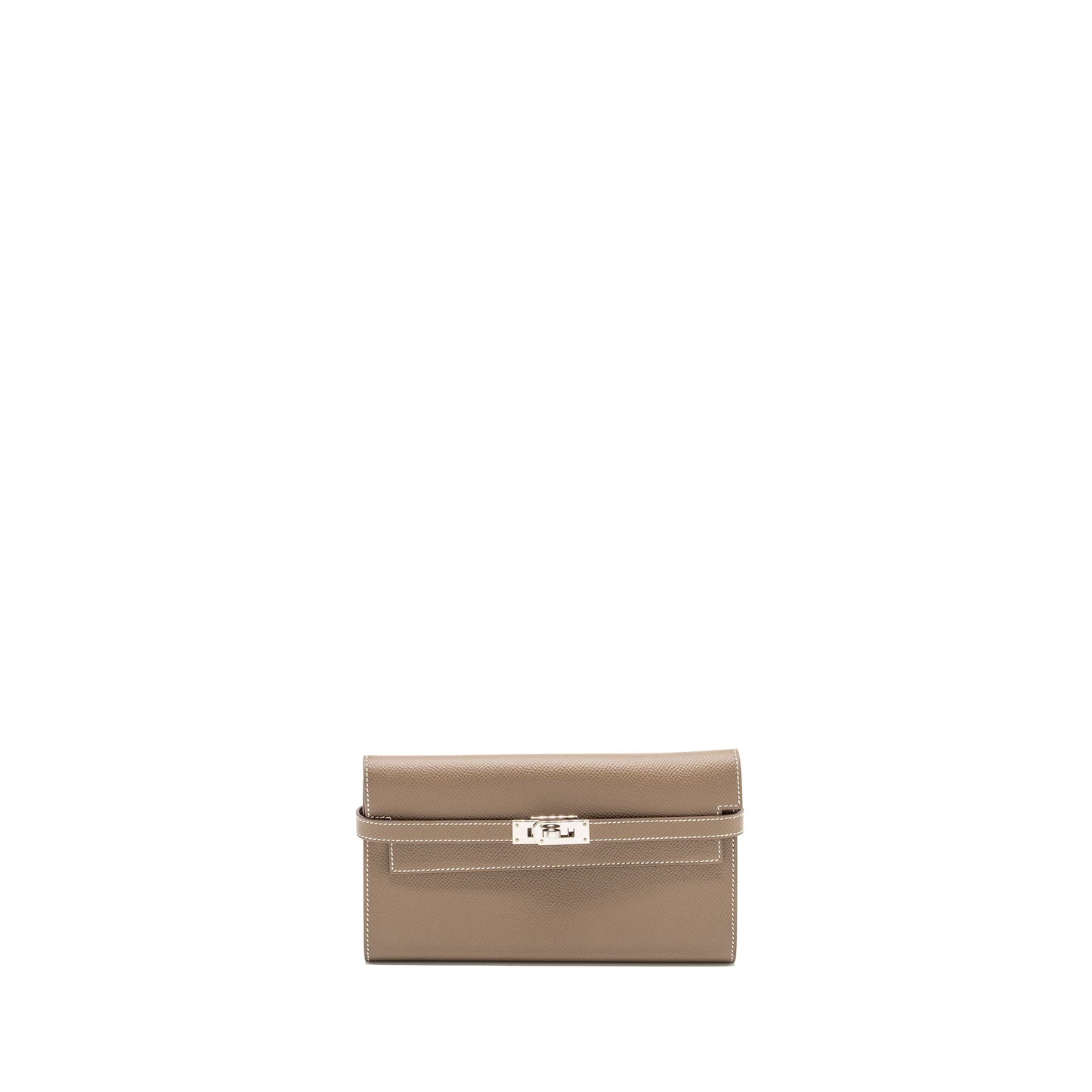 Hermes Kelly Classic Long Wallet Epsom Etoupe SHW Stamp D