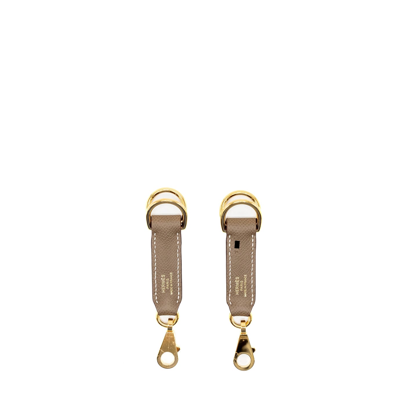Hermes 2 Pieces Silk Attachment/Key Charm/Strap Extender Epsom Etoupe GHW Stamp Y