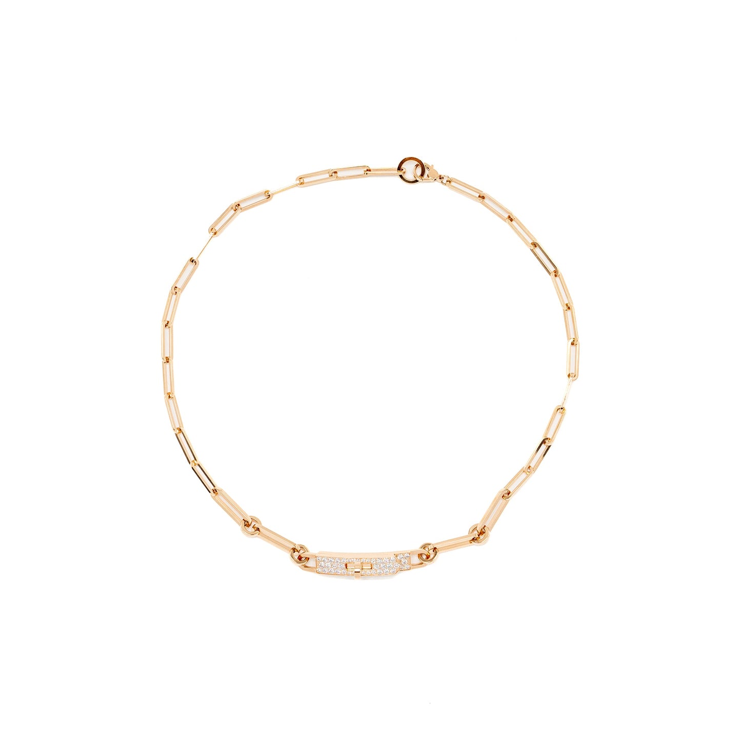 Hermes kelly chaine double bracelet small model rose gold,diamonds