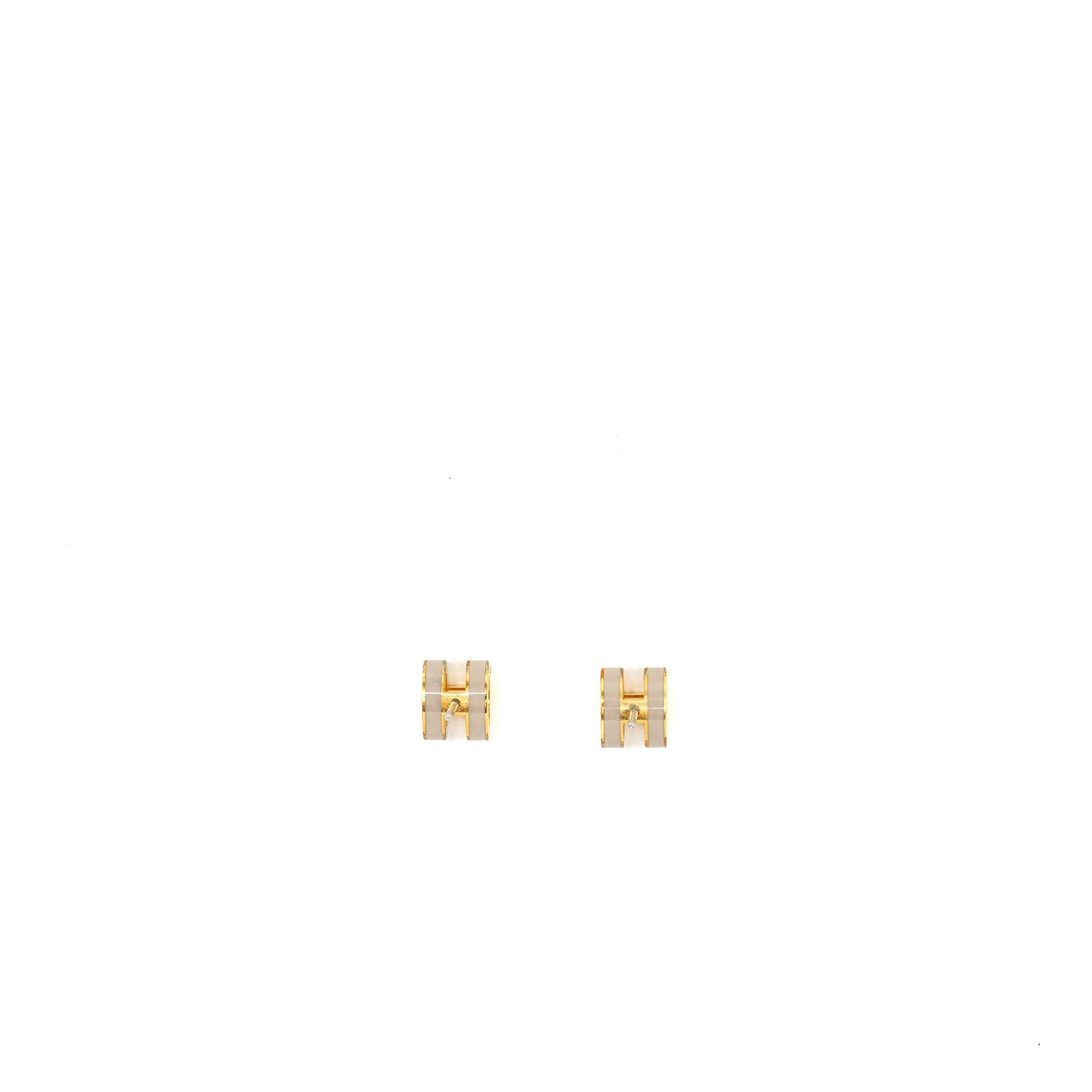 Hermes Mini Pop H Earrings marron glace GHW