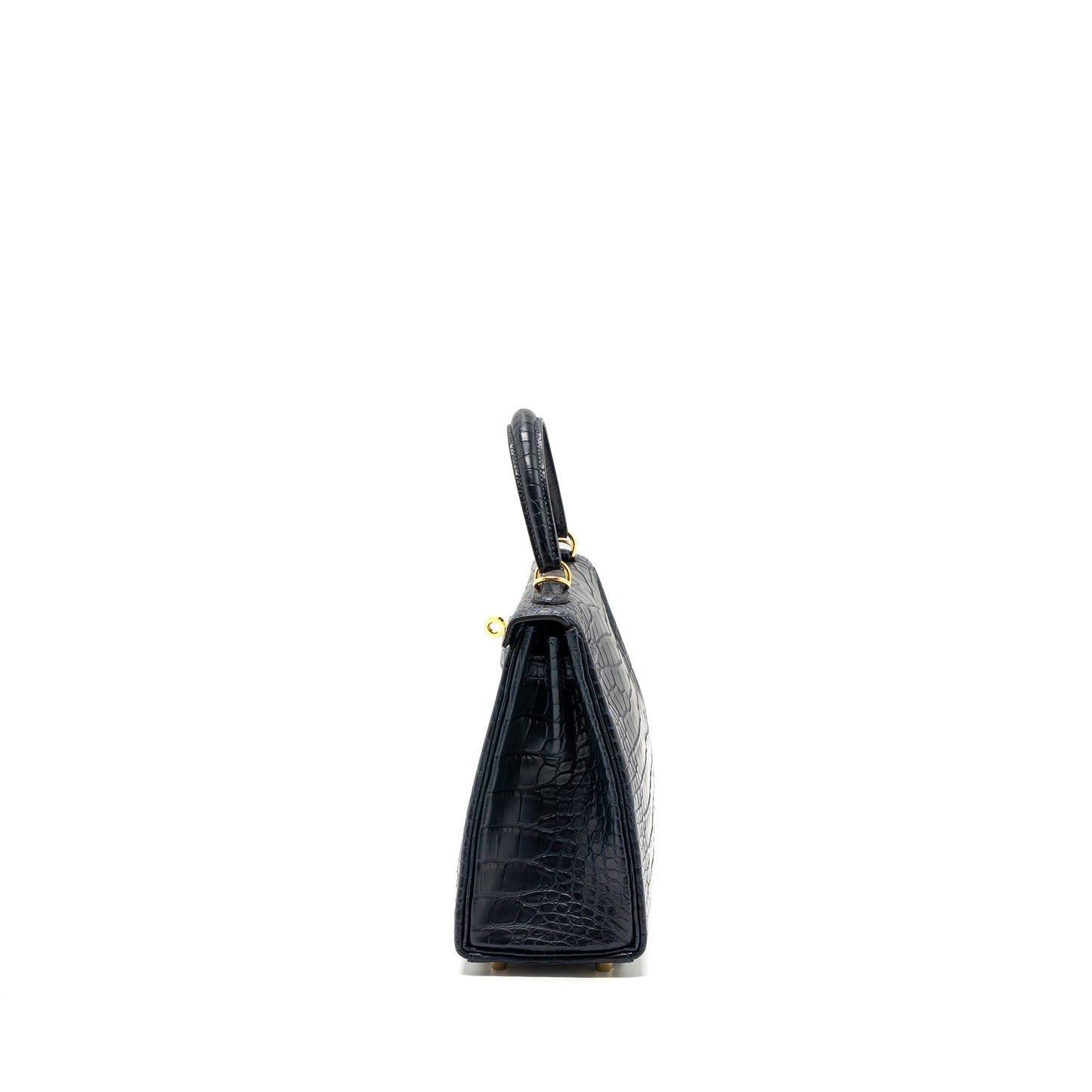 Hermes kelly 25 matte crocodile alligator mississippiensis blue indigo GHW stamp Y